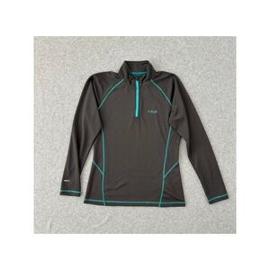 Rab DryFlo 150 Zip Top Womens UK12 Gray Teal 1/4 Zip Base Layer QBT-65 Hiking